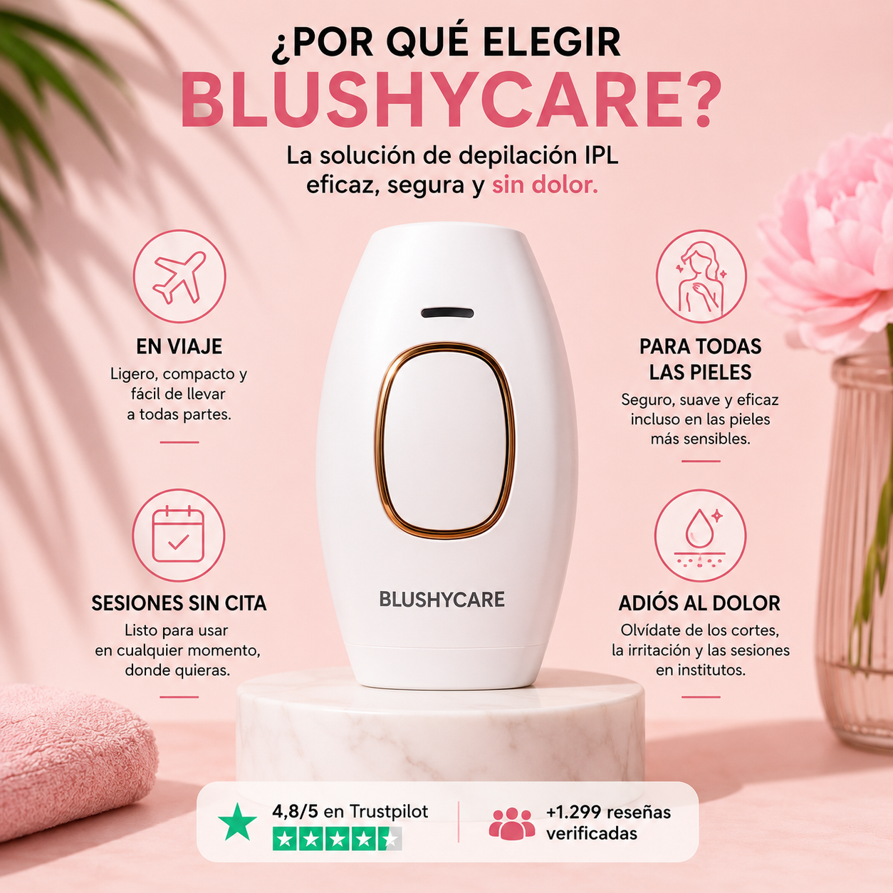 Depiladora de luz pulsada - Resultados visibles desde las primeras sesiones